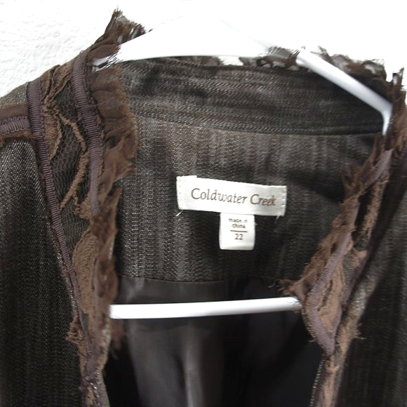 Coldwater creek brown tweed lace trim blazer jacket size 22 nwots - Picture 2 of 4